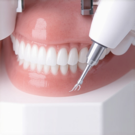 Modern 3D Dental Scanning for Precision Crowns A high-tech digital dental scanner creating a 3D model of a patient's mouth