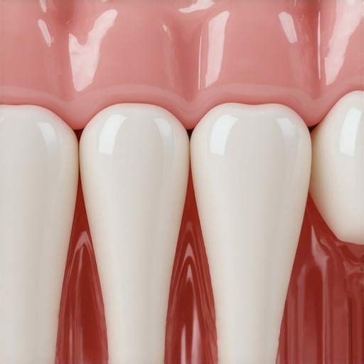 Close-up of a high-quality dental crown showing healthy gum integration and natural tooth structure.