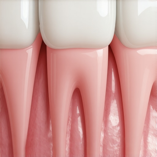 Close up of a high-quality dental crown with healthy gums