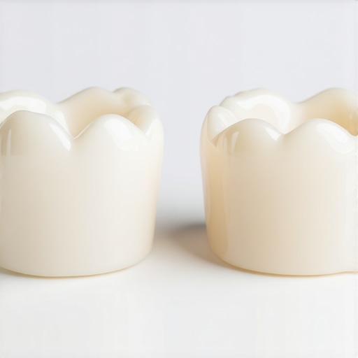 Comparison of a dental crown and a porcelain veneer used to protect teeth from acid erosion and sensitivity.