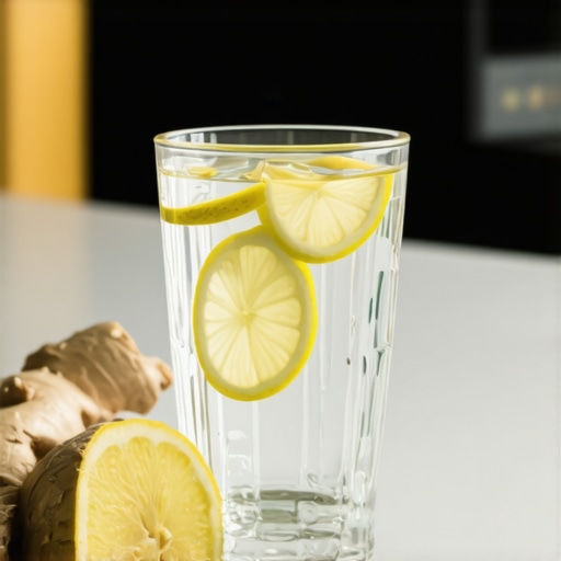 Lemon and ginger on a counter representing gut health and oral hygiene.