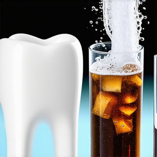 Visual representation of how rinsing with water protects tooth enamel from acidic diet soda