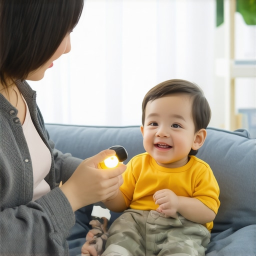 Parent and child practicing for a dental visit at home Mother and son roleplaying a dental checkup on a couch to reduce anxiety.