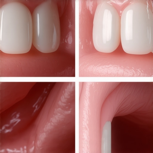 A side-by-side view of a healthy white tooth and a grayish tooth indicating internal trauma.
