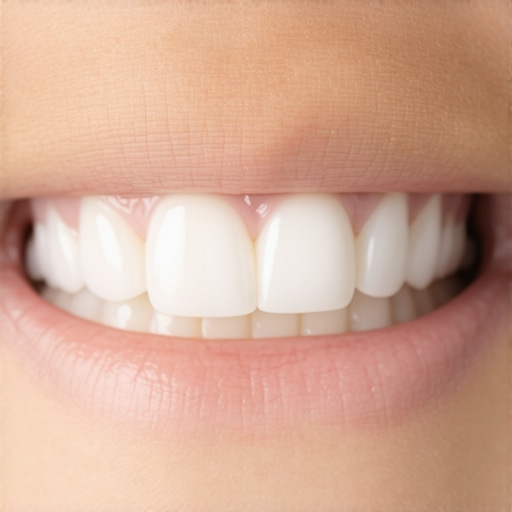 Permanent Tooth vs Baby Tooth Color Contrast Close up of a child's mixed dentition showing the natural yellow shade of a new adult tooth next to white baby teeth.