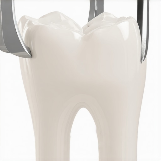 Close up of a dental crown showing internal fit and structure