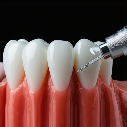 A high-quality porcelain dental crown being prepared for placement.