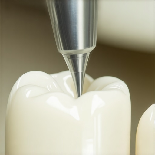 A dentist performing a high-precision adjustment on a porcelain dental crown to ensure structural integrity.