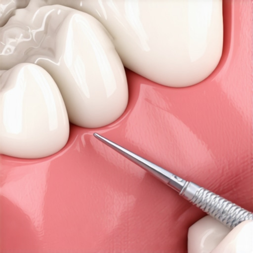Close-up of a porcelain dental crown being inspected before placement.