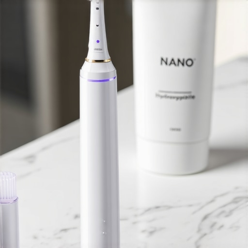 High-tech electric toothbrush and remineralizing toothpaste for dental maintenance.