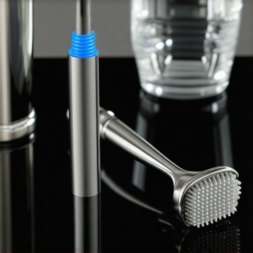 A metal tongue scraper used to remove VSCs and bacteria for fresh breath.