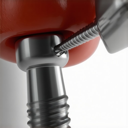 A person using an interdental brush to clean around a dental implant post to prevent gum disease.