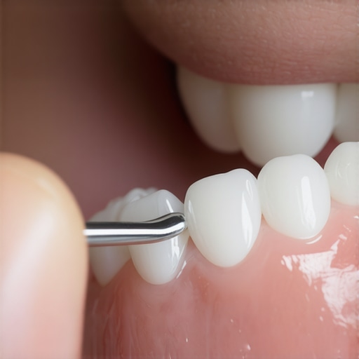 Close-up of a person putting wax on their braces bracket
