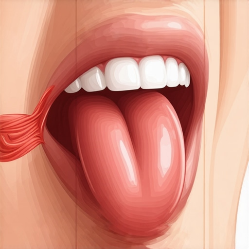 Diagram showing tongue resting on the roof of the mouth behind front teeth to relax the jaw.