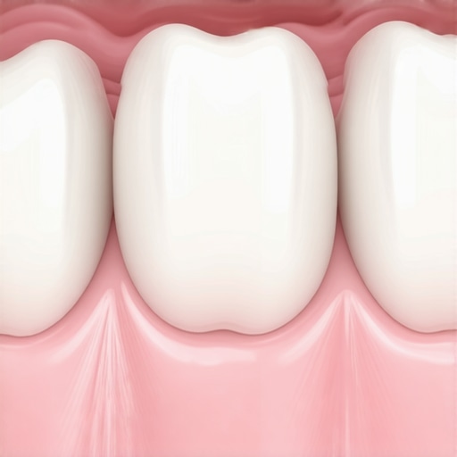 Close up of a dental crown margin showing potential for bacterial leakage at the gum line.
