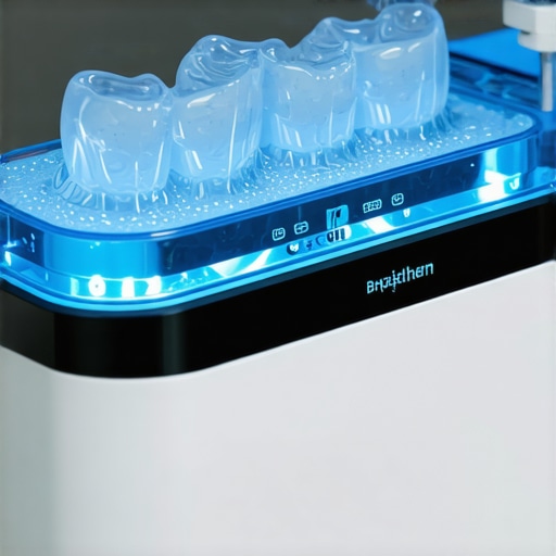 An ultrasonic cleaner used for dental maintenance of clear aligners and night guards.