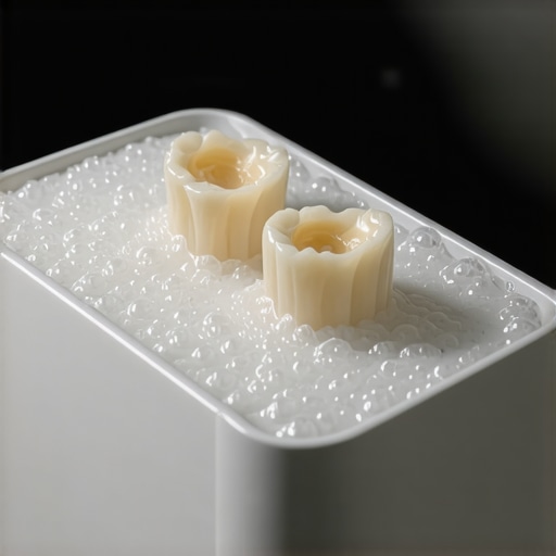 A modern ultrasonic cleaner used for cleaning dental crowns and dentures at home.