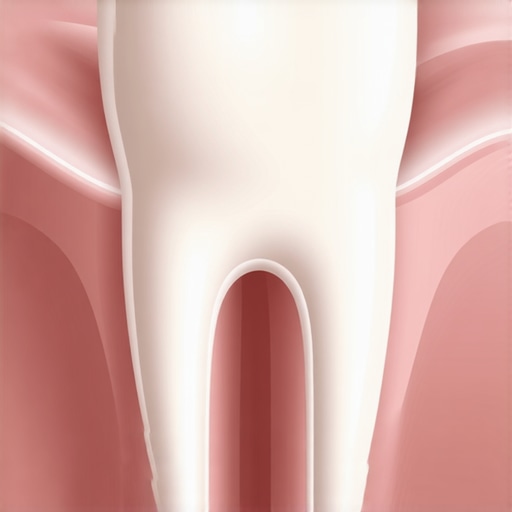 A medical illustration showing the necessary 2mm space between the bone and a dental restoration for gum health.