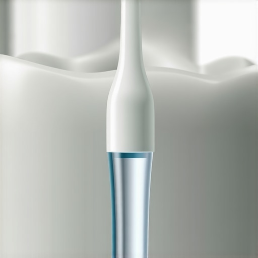 Water Flosser Cleaning a Dental Crown A specialized water flosser tip cleaning the margin of a dental crown to prevent gum disease.